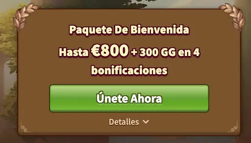 “Oferta de bienvenida con bono de hasta €800 y 300 giros gratis en MyEmpire Casino España” “Paquete De Bienvenida: Hasta €800 + 300 GG en 4 bonificaciones. Botón verde Únete Ahora y enlace Detalles.”